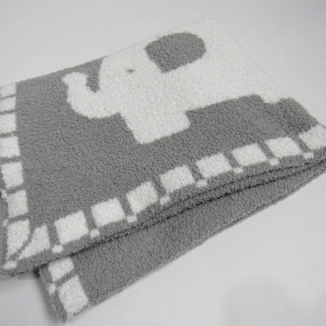 Beautiful Baby Featuring Jacquard Elephant Pattern Warm Blanket