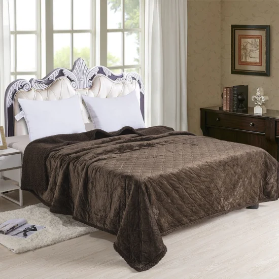 Couverture en polyester de luxe Sherpa Throw Couverture en velours Pinsonic